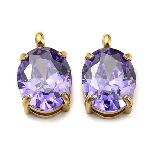 304 Stainless Steel Charms Micro Pave Cubic Zirconia