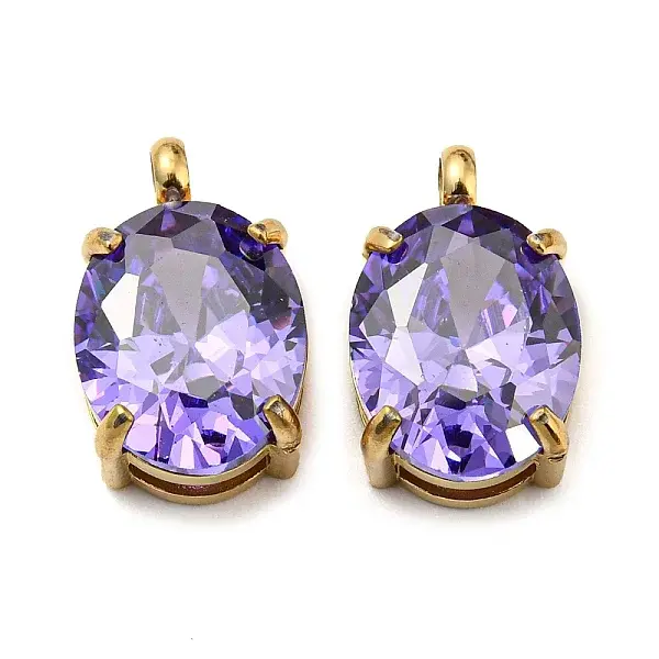 304 Stainless Steel Charms Micro Pave Cubic Zirconia