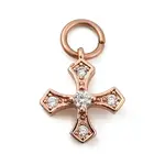 Brass Micro Pave Cubic Zirconia Tiny Cross Charms