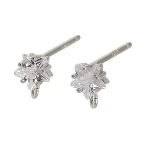 Rhodium Plated 925 Sterling Silver Ear Stud Findings