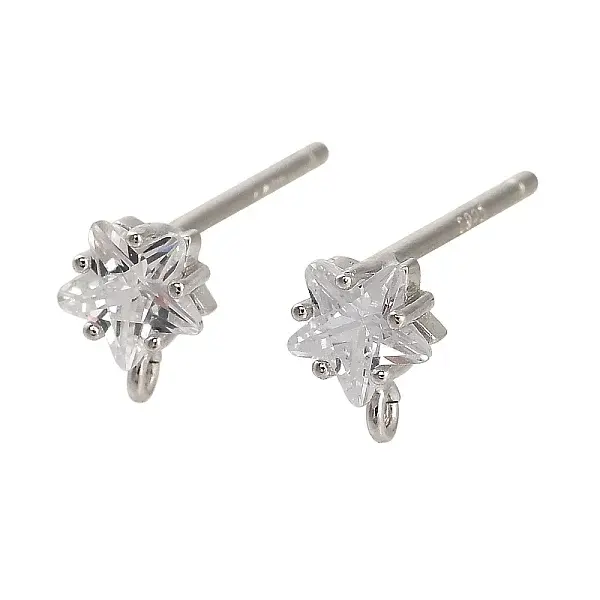 Rhodium Plated 925 Sterling Silver Ear Stud Findings