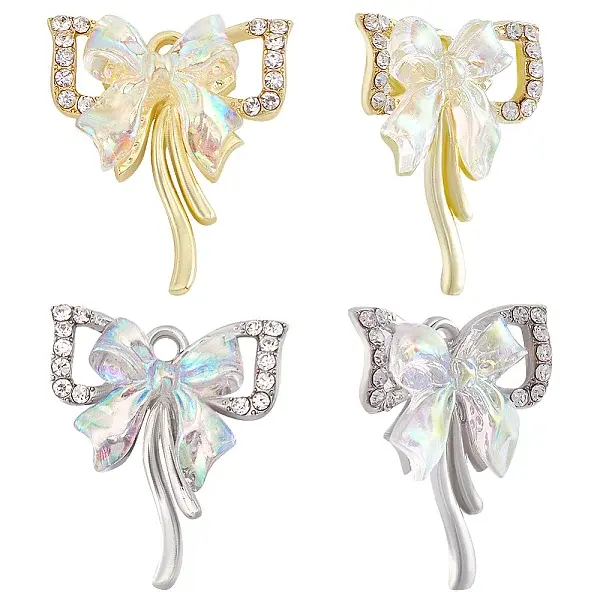 12Pcs 2 Colors Alloy Cubic Zirconia Pendants