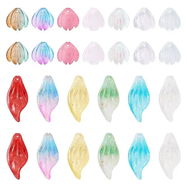120Pcs 2 Styles Transparent Glass Pendants