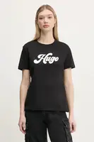Bavlněné tričko HUGO černá barva, 50539101