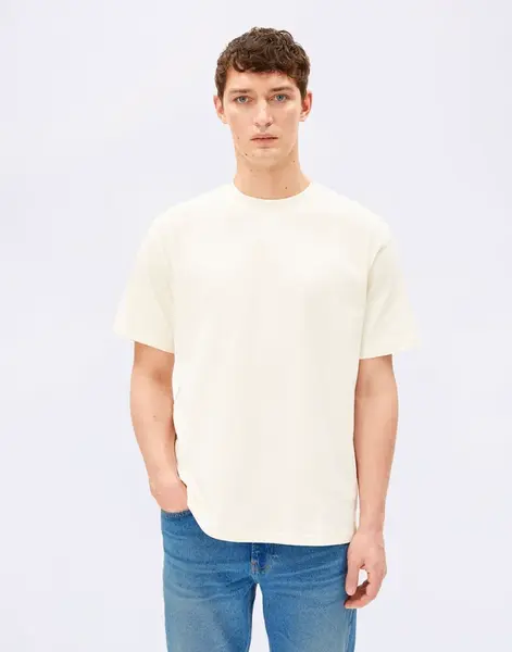 Tričko Armedangels Maarkos Heavy Weight 1609 oatmilk