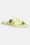 Tory Burch  Kožené pantofle  T Lock Cross Band Slide