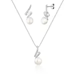 JwL Luxury Pearls Elegantní set šperků s pravou perlou a zirkony JL0746 (řetízek, přívěsek, náušnice)