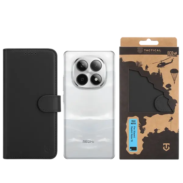 Flipové pouzdro Tactical Field Notes pro Xiaomi Redmi Note 15, černá