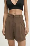 Kraťasy Answear.LAB dámské, hnědá barva, hladké, high waist