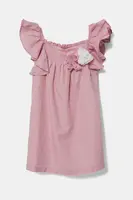 Dětské lněné šaty United Colors of Benetton růžová barva, mini, 43WBGV026
