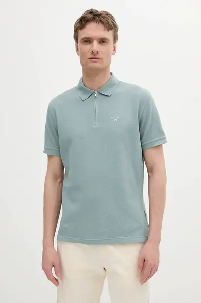 Bavlněné polo tričko Barbour Hingham Polo Shirt pánské, zelená barva, MML1458