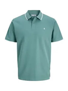 JACK & JONES Tričko 'JJEAustin'  modrozelená / biela