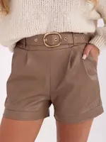 Dámske módne kraťasy v tmavobéžovej farbe