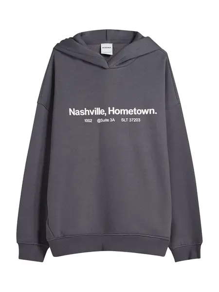 Bershka Mikina  tmavosivá / biela
