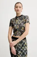 Tričko Versace Jeans Couture dámské, černá barva, 78HAH602 JS443