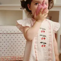 Dětský bavlněný top Konges Sløjd ELLIE FRILL TOP GOTS béžová barva, KS103070