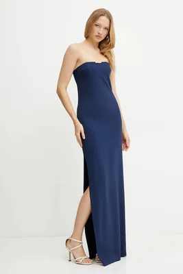 Šaty Elisabetta Franchi tmavomodrá barva, maxi, ABR4652E2