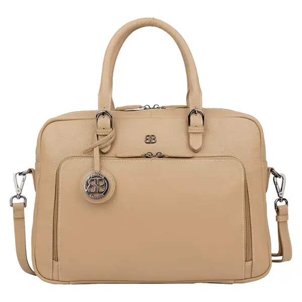 Dámska kožená kabelka na notebook Bellicci Cemeron - béžová