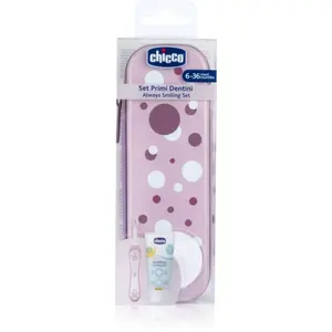 Chicco Always Smiling Set 6m+ sada zubnej starostlivosti s puzdrom Lilac