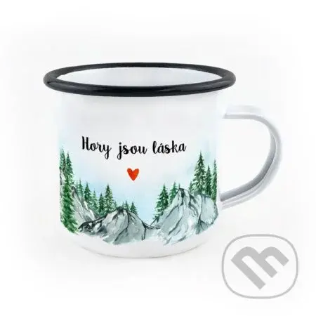 Smaltovaný hrnek Hory jsou láska