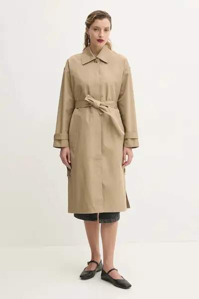 Kabát Sessun dámský, béžová barva, přechodný, oversize, 25212002