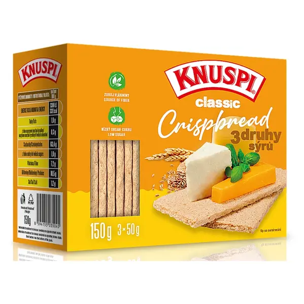 KNUSPI Crispbread 3 druhy sýra 150 g