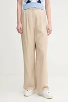 Kalhoty United Colors of Benetton dámské, béžová barva, široké, high waist, 4Y09DF08X