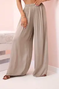 Kesi Włoski Dámske široké nohavice s elastickým pásom ťava