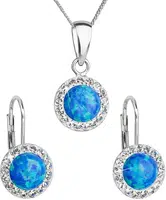 Evolution Group - Pavona Třpytivá souprava šperků s krystaly Preciosa 39160.1 & blue s.opal (náušnice, řetízek, přívěsek)