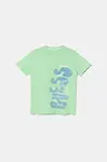 Dětské bavlněné tričko Guess zelená barva, s potiskem, L5GI12 K8HM4
