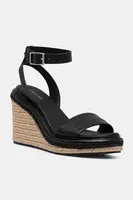 Kožené sandály Calvin Klein WEDGE SANDAL 70 - HE černá barva, HW0HW02376