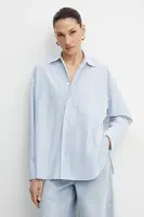 Košile MICHAEL Michael Kors dámská, modrá barva, relaxed, s klasickým límcem, MS540S4H8C