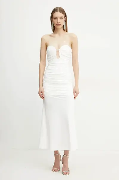 Šaty Bardot bílá barva, maxi, 59692DB1