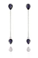 Beneto Exclusive Půvabné dlouhé stříbrné náušnice se safíry SAFAGUP2719