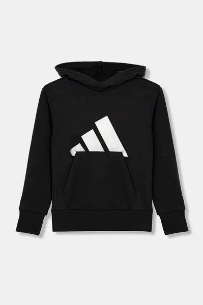 Dětská mikina adidas černá barva, s kapucí, s potiskem, JC7505