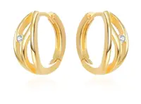 Beneto Pozlacené kruhové náušnice se zirkonem AGUC3345