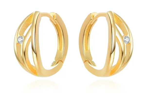 Beneto Pozlacené kruhové náušnice se zirkonem AGUC3345