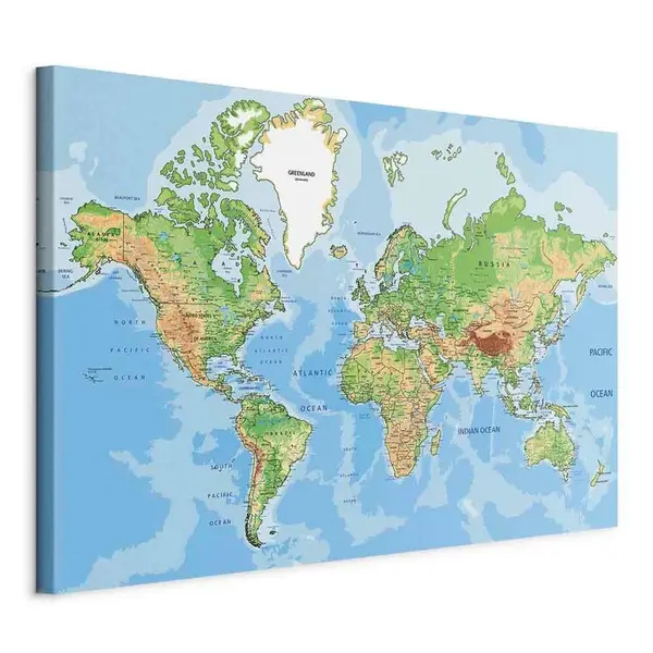 artgeist MALBA NA PLÁTNĚ, mapa světa, 90/60/1,2 cm