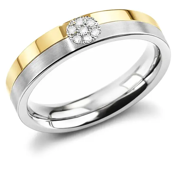 Boccia Titanium Úžasný prsten z titanu s diamanty 0129-06 60 mm