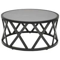 Livetastic KONFERENČNÍ STOLEK, černá, světle šedá, kov, kámen, 75/35/75 cm