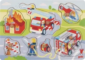 Hasiči v akci (Dřevěná vkládačka) - puzzle z kategorie Maxi dílky