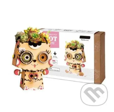 Květinač kočička (Dřevěné 3D puzzle) - puzzle z kategorie 3D puzzle