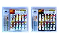 Barvy akrylové 12 ks se štětci 2 ks s blokem a s doplňky