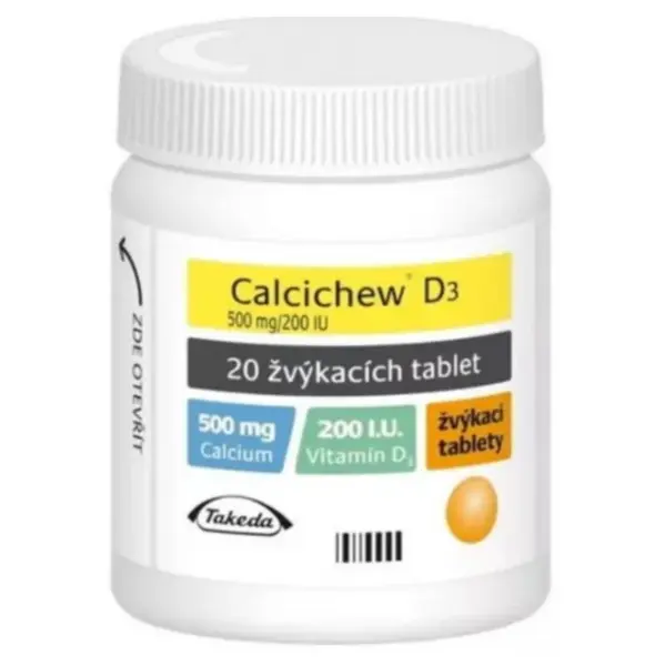 Calcichew D3 500mg/200IU žvýkací tablety 20 kusů