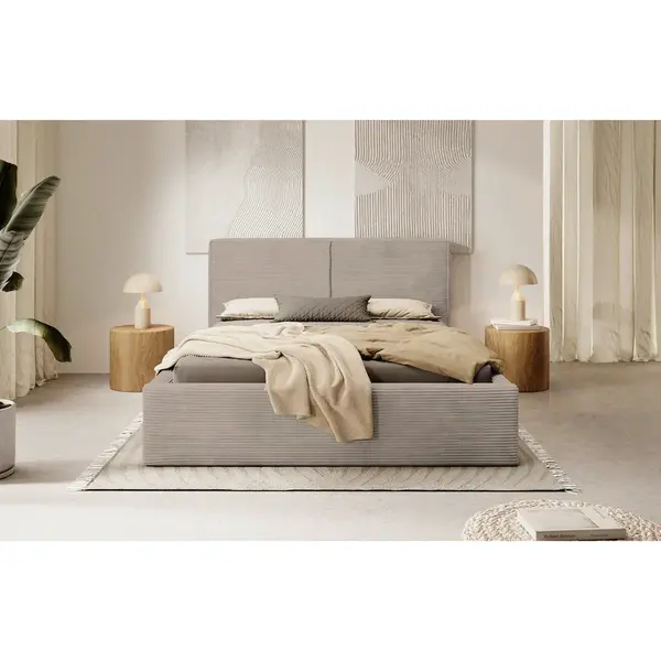 MID.YOU ČALOUNĚNÁ POSTEL, 180/200 cm, světle hnědá