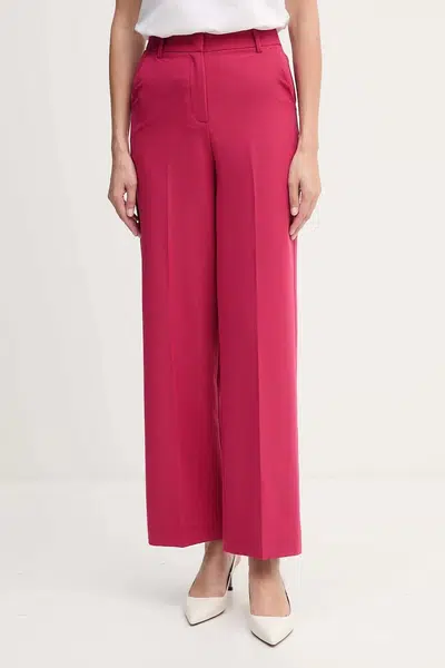 Kalhoty United Colors of Benetton dámské, růžová barva, high waist, 4R4CDF08H