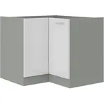 Spodní rohová skříňka 90x90 DN 2F BB Barva korpusu: Šedá, Barva dvířek: Bílý lesk (Blanka)