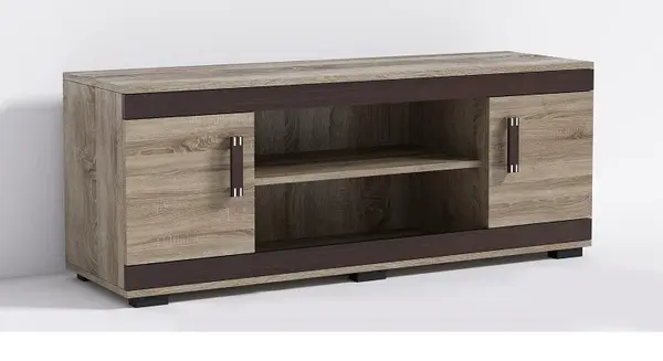 Televizní stolek P17 Barva korpusu: Trufla, Lišta: Wenge, Barva dvířek: Dub - canyon