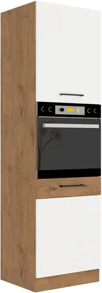 Vysoká skříňka pro vestavnou troubu Vigo 60 DP-210 2F Barva korpusu: Dub Lancelot, Barva dvířek: Bílý lesk
