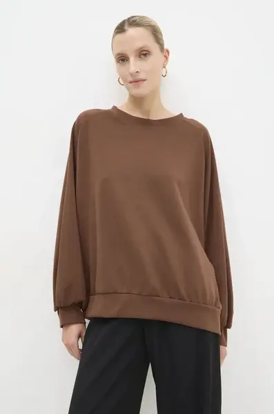 Mikina Answear.LAB dámska, hnedá farba, jednofarebná